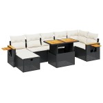 vidaXL Set mobilier de grădină cu perne, 8 piese, negru, poliratan vidaXL Set mobilier de grădină cu perne, 8 piese, negru, poliratan