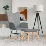 vidaXL Scaun balansoar cu taburet, gri deschis, textil vidaXL Scaun balansoar cu taburet, gri deschis, textil