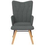 vidaXL Scaun balansoar cu taburet, gri închis, textil