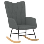 vidaXL Scaun balansoar cu taburet, gri închis, textil