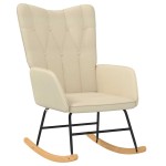 vidaXL Scaun balansoar cu taburet, crem, textil vidaXL Scaun balansoar cu taburet, crem, textil