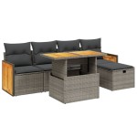 vidaXL Set mobilier grădină cu perne, 6 piese, gri, poliratan