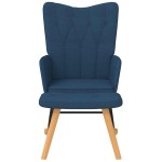 vidaXL Scaun balansoar cu taburet, albastru, textil vidaXL Scaun balansoar cu taburet, albastru, textil