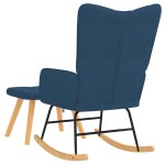 vidaXL Scaun balansoar cu taburet, albastru, textil vidaXL Scaun balansoar cu taburet, albastru, textil