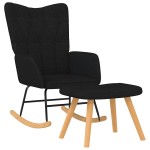 vidaXL Scaun balansoar cu taburet, negru, textil vidaXL Scaun balansoar cu taburet, negru, textil