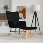 vidaXL Scaun balansoar cu taburet, negru, textil vidaXL Scaun balansoar cu taburet, negru, textil