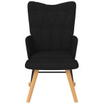 vidaXL Scaun balansoar cu taburet, negru, textil vidaXL Scaun balansoar cu taburet, negru, textil