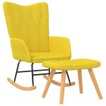 vidaXL Scaun balansoar cu taburet, galben muștar, textil vidaXL Scaun balansoar cu taburet, galben muștar, textil