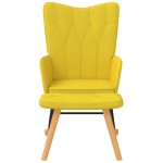 vidaXL Scaun balansoar cu taburet, galben muștar, textil vidaXL Scaun balansoar cu taburet, galben muștar, textil