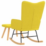 vidaXL Scaun balansoar cu taburet, galben muștar, textil vidaXL Scaun balansoar cu taburet, galben muștar, textil
