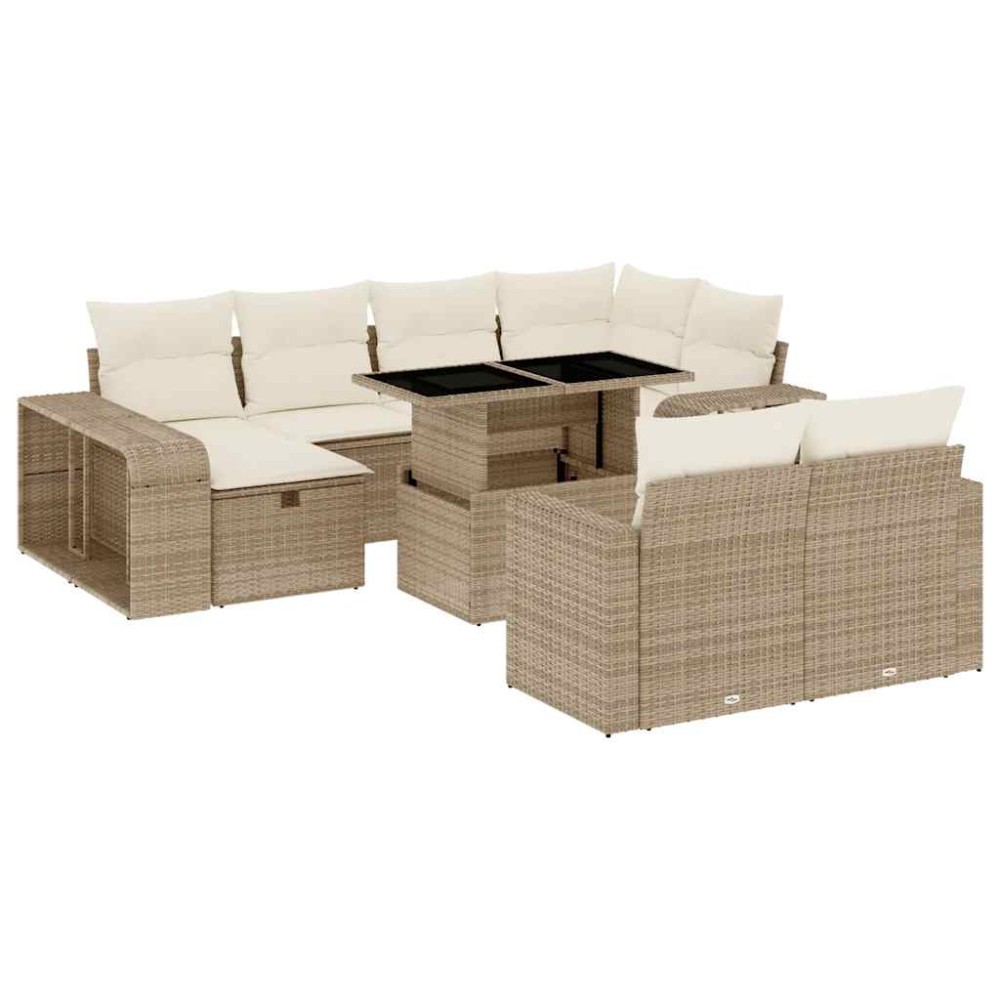 vidaXL Set canapele de grădină cu perne, 11 piese, bej, poliratan