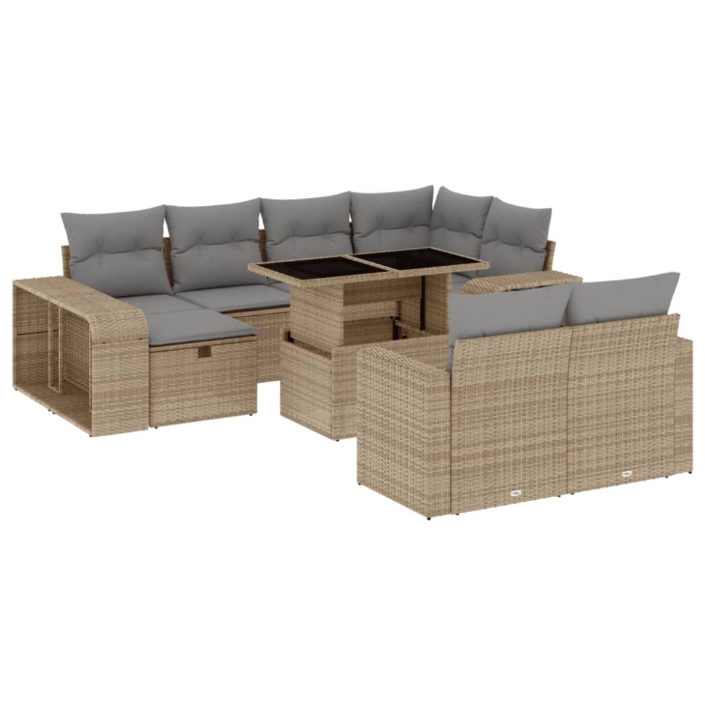 vidaXL Set canapele de grădină cu perne, 11 piese, bej, poliratan