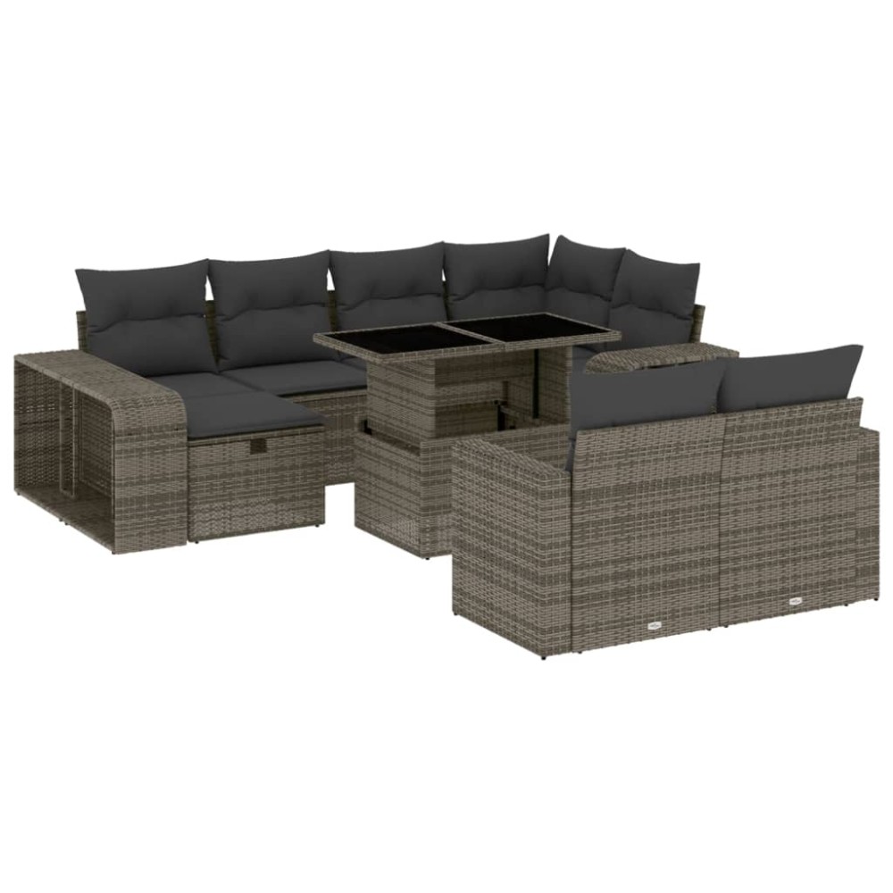 vidaXL Set canapele de grădină cu perne, 11 piese, gri, poliratan