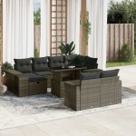vidaXL Set canapele de grădină cu perne, 11 piese, gri, poliratan vidaXL Set canapele de grădină cu perne, 11 piese, gri, poliratan
