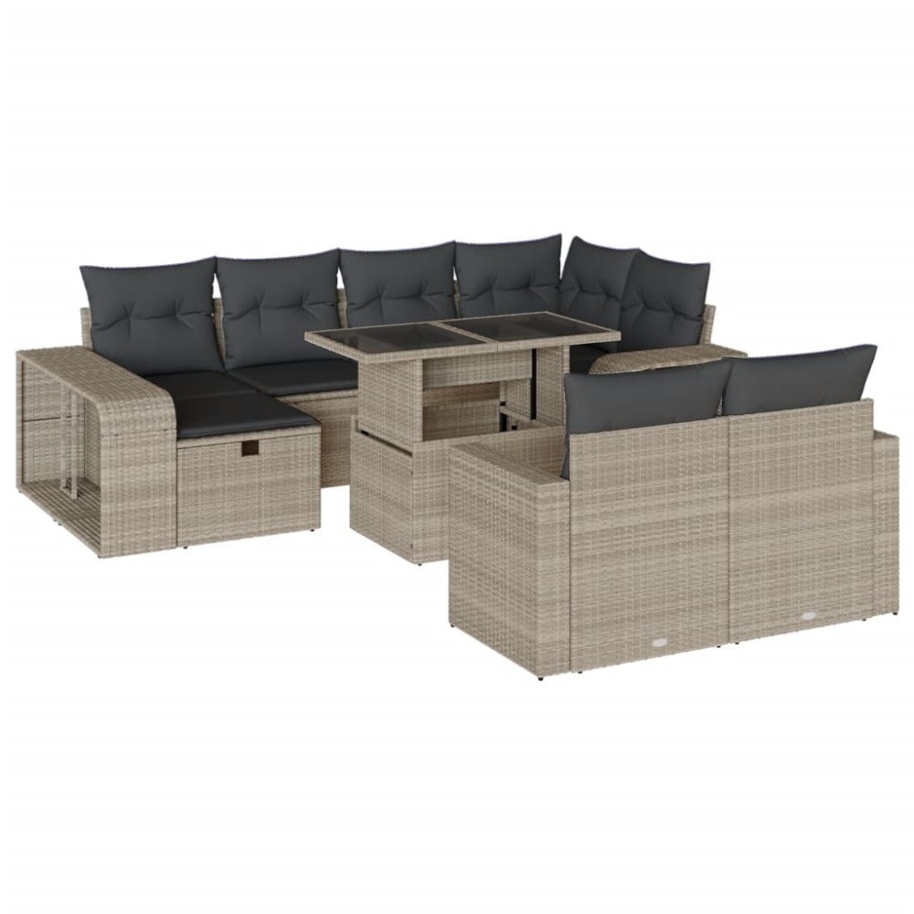 vidaXL Set canapele de grădină cu perne, 11 piese, gri, poliratan