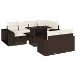 vidaXL Set canapele de grădină cu perne, 11 piese, maro, poliratan vidaXL Set canapele de grădină cu perne, 11 piese, maro, poliratan