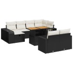vidaXL Set canapele de grădină cu perne, 11 piese, negru, poliratan vidaXL Set canapele de grădină cu perne, 11 piese, negru, poliratan