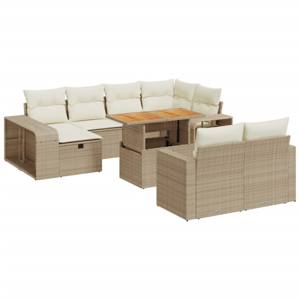 vidaXL Set canapele de grădină cu perne, 11 piese, bej, poliratan