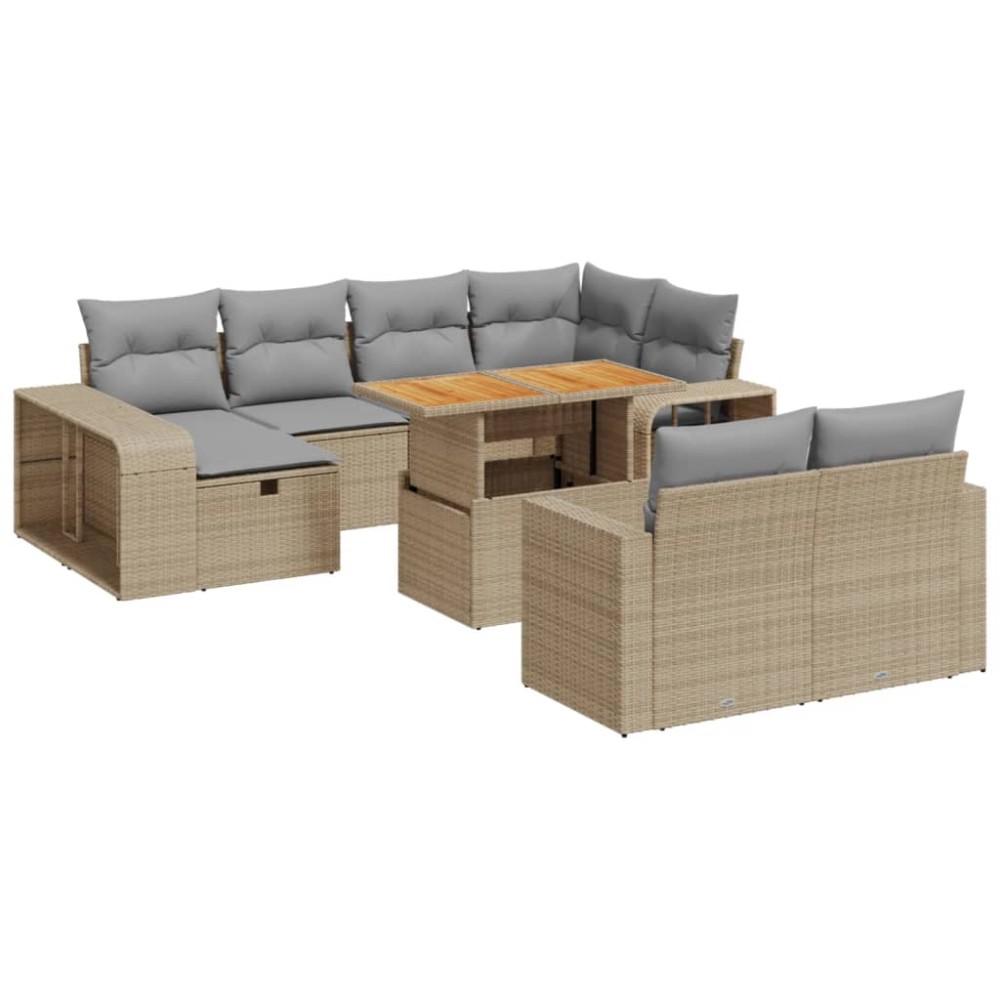 vidaXL Set canapele de grădină cu perne, 11 piese, bej, poliratan