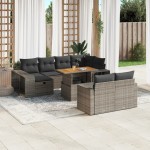 vidaXL Set canapele de grădină cu perne, 11 piese, gri, poliratan vidaXL Set canapele de grădină cu perne, 11 piese, gri, poliratan
