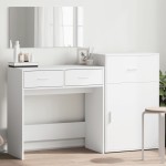 vidaXL Set de măsuță de toaletă, 3 piese, alb, lemn prelucrat vidaXL Set de măsuță de toaletă, 3 piese, alb, lemn prelucrat