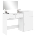 vidaXL Set de măsuță de toaletă, 3 piese, alb, lemn prelucrat vidaXL Set de măsuță de toaletă, 3 piese, alb, lemn prelucrat
