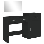 vidaXL Set de măsuță de toaletă, 3 piese, negru, lemn prelucrat vidaXL Set de măsuță de toaletă, 3 piese, negru, lemn prelucrat