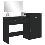 vidaXL Set de măsuță de toaletă, 3 piese, negru, lemn prelucrat vidaXL Set de măsuță de toaletă, 3 piese, negru, lemn prelucrat