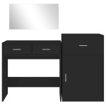 vidaXL Set de măsuță de toaletă, 3 piese, negru, lemn prelucrat vidaXL Set de măsuță de toaletă, 3 piese, negru, lemn prelucrat