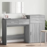 vidaXL Set de măsuță de toaletă, 3 piese, gri sonoma, lemn prelucrat vidaXL Set de măsuță de toaletă, 3 piese, gri sonoma, lemn prelucrat