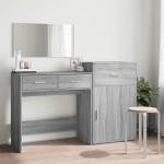 vidaXL Set de măsuță de toaletă, 3 piese, gri sonoma, lemn prelucrat vidaXL Set de măsuță de toaletă, 3 piese, gri sonoma, lemn prelucrat
