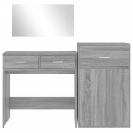 vidaXL Set de măsuță de toaletă, 3 piese, gri sonoma, lemn prelucrat vidaXL Set de măsuță de toaletă, 3 piese, gri sonoma, lemn prelucrat