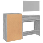 vidaXL Set de măsuță de toaletă, 3 piese, gri sonoma, lemn prelucrat vidaXL Set de măsuță de toaletă, 3 piese, gri sonoma, lemn prelucrat