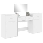 vidaXL Set de măsuță de toaletă, 4 piese, alb, lemn prelucrat vidaXL Set de măsuță de toaletă, 4 piese, alb, lemn prelucrat