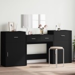 vidaXL Set de măsuță de toaletă, 4 piese, negru, lemn prelucrat vidaXL Set de măsuță de toaletă, 4 piese, negru, lemn prelucrat