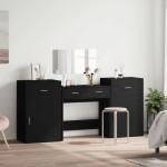 vidaXL Set de măsuță de toaletă, 4 piese, negru, lemn prelucrat vidaXL Set de măsuță de toaletă, 4 piese, negru, lemn prelucrat