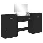 vidaXL Set de măsuță de toaletă, 4 piese, negru, lemn prelucrat vidaXL Set de măsuță de toaletă, 4 piese, negru, lemn prelucrat