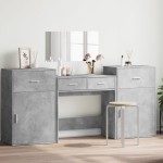 vidaXL Set de măsuță de toaletă, 4 piese, gri beton, lemn prelucrat vidaXL Set de măsuță de toaletă, 4 piese, gri beton, lemn prelucrat