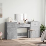 vidaXL Set de măsuță de toaletă, 4 piese, gri beton, lemn prelucrat vidaXL Set de măsuță de toaletă, 4 piese, gri beton, lemn prelucrat