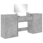 vidaXL Set de măsuță de toaletă, 4 piese, gri beton, lemn prelucrat vidaXL Set de măsuță de toaletă, 4 piese, gri beton, lemn prelucrat