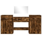 vidaXL Set masă de toaletă, 4 piese, stejar fumuriu, lemn prelucrat vidaXL Set masă de toaletă, 4 piese, stejar fumuriu, lemn prelucrat