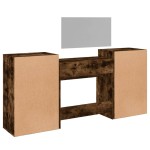 vidaXL Set masă de toaletă, 4 piese, stejar fumuriu, lemn prelucrat vidaXL Set masă de toaletă, 4 piese, stejar fumuriu, lemn prelucrat
