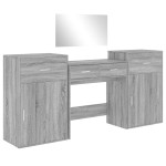 vidaXL Set de măsuță de toaletă, 4 piese, gri sonoma, lemn prelucrat vidaXL Set de măsuță de toaletă, 4 piese, gri sonoma, lemn prelucrat
