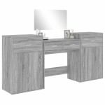 vidaXL Set de măsuță de toaletă, 4 piese, gri sonoma, lemn prelucrat vidaXL Set de măsuță de toaletă, 4 piese, gri sonoma, lemn prelucrat