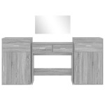 vidaXL Set de măsuță de toaletă, 4 piese, gri sonoma, lemn prelucrat vidaXL Set de măsuță de toaletă, 4 piese, gri sonoma, lemn prelucrat