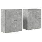 vidaXL Dulapuri, 2 buc., gri beton, 60x31x70 cm, lemn prelucrat vidaXL Dulapuri, 2 buc., gri beton, 60x31x70 cm, lemn prelucrat