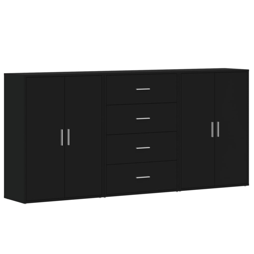 vidaXL Dulapuri, 3 buc., negru, 60x31x84 cm, lemn prelucrat