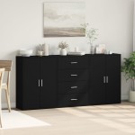 vidaXL Dulapuri, 3 buc., negru, 60x31x84 cm, lemn prelucrat vidaXL Dulapuri, 3 buc., negru, 60x31x84 cm, lemn prelucrat