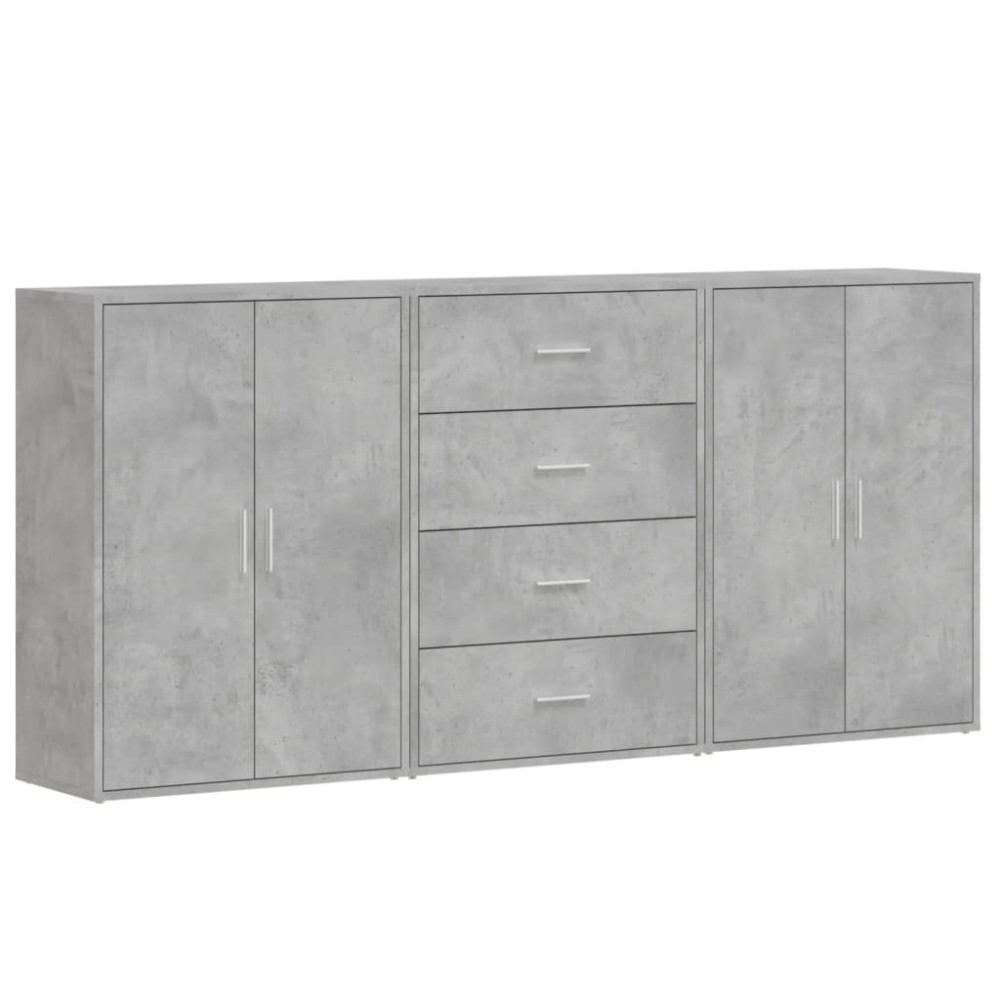 vidaXL Dulapuri, 3 buc., gri beton, 60x31x84 cm, lemn prelucrat