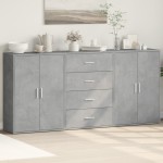 vidaXL Dulapuri, 3 buc., gri beton, 60x31x84 cm, lemn prelucrat vidaXL Dulapuri, 3 buc., gri beton, 60x31x84 cm, lemn prelucrat